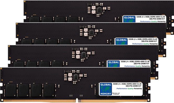 32GB (4 x 8GB) DDR5 4800MHz PC5-38400 288-PIN DIMM MEMORY RAM KIT FOR PC DESKTOPS/MOTHERBOARDS